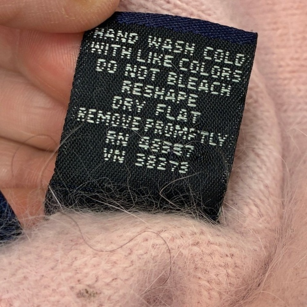 Hillard & Hanson 53% Angora Rabbit Hair Cowl Neck Sweater - L - Pink Coquette - Picture 11 of 11